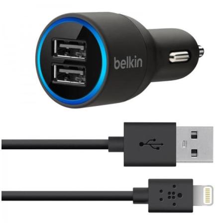 АЗУ Belkin 2 port + кабель lightning (Black)