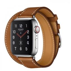 Apple Watch Hermes Series 5, 40mm Stainless Steel Case with Fauve Barenia Leather Double Tour