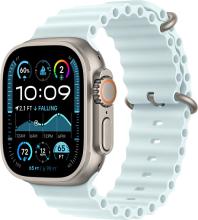 Apple Watch Ultra 2 (2024) 49mm Natural Titanium Case with Ice Blue Ocean Band