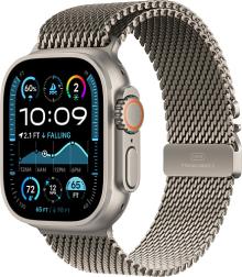 Apple Watch Ultra 2 (2024) 49mm Natural Titanium Case with Black Titanium Milanese Loop Small