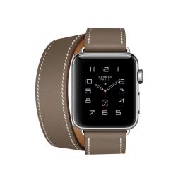 Apple Watch Hermes Series 2 38mm Stainless Steel Case with Etoupe Swift Leather Double Tour