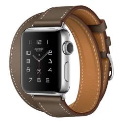 Apple Watch Hermes Series 2 38mm Stainless Steel Case with Etoupe Swift Leather Double Tour