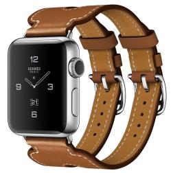 Apple Watch Hermes Series 2 38mm Stainless Steel Case with Fauve Barenia Leather Double Buckle Cuff