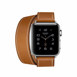 Apple Watch Hermes Series 2 38mm Stainless Steel Case with Fauve Barenia Leather Double Tour