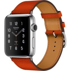 Apple Watch Hermes Series 2 42mm Stainless Steel Case with Feu Epsom Leather Single Tour