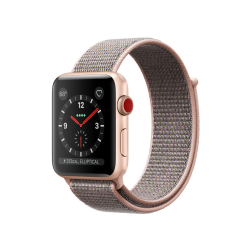 Apple Watch Series 3 38mm GPS+Cellular Gold Aluminum Case with Pink Sand Sport Loop