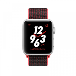 Apple Watch Series 3 Nike+ 42mm GPS+Cellular Silver Aluminum Case with Bright Crimson/Black Nike Sport Loop