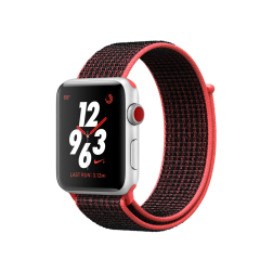 Apple Watch Series 3 Nike+ 42mm GPS+Cellular Silver Aluminum Case with Bright Crimson/Black Nike Sport Loop