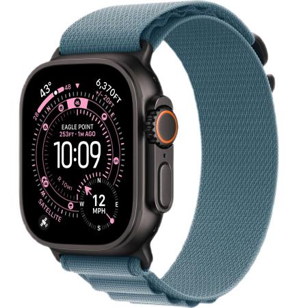 Apple Watch Ultra 3 (2025) 49mm Black Titanium Case with Light Blue Alpine Loop