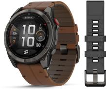 Смарт-часы Garmin Fenix 8 Pro 51 mm Amoled Sapphire Titanium Carbon Grey Chestnut Leather, коричневый (010-03199-40)