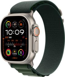 Apple Watch Ultra 2 (2024) 49mm Natural Titanium Case with Dark Green Alpine Loop Small