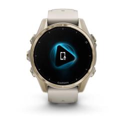 Часы Garmin Fenix 8 43mm Amoled Sapphire золотистый корпус, дымчато-серый ремешок (010-02903-11)