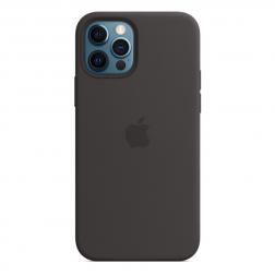 Силиконовый чехол MagSafe для iPhone 12 Pro/iPhone 12, чёрный цвет