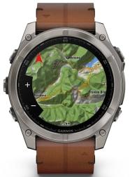 Умные часы Garmin Fenix 8 51 мм AMOLED Sapphire Titanium, with chestnut leather band plus graphite silicone band (010-02905-40)