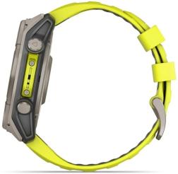 Умные часы Garmin Fenix 8 51 мм Solar, Sapphire Titanium, серый с желтым ремешком (010-02907-21)