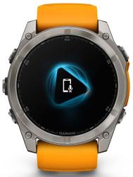 Умные часы Garmin Fenix 8 51 мм AMOLED Sapphire Titanium, светло-серый, оранжевый силиконовый ремешок (010-02905-11)