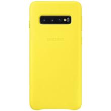Кожаный чехол Leather Cover Samsung S10 желтый