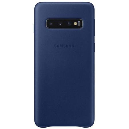 Кожаный чехол Leather Cover Samsung S10 черный темно-синий