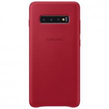 Кожаный чехол Leather Cover Samsung S10 Plus красный