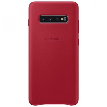 Кожаный чехол Leather Cover Samsung S10 Plus красный