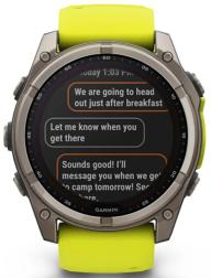 Умные часы Garmin Fenix 8 51 мм Solar, Sapphire Titanium, серый с желтым ремешком (010-02907-21)
