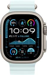 Apple Watch Ultra 2 (2024) 49mm Natural Titanium Case with Ice Blue Ocean Band