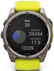 Умные часы Garmin Fenix 8 51 мм Solar, Sapphire Titanium, серый с желтым ремешком (010-02907-21)